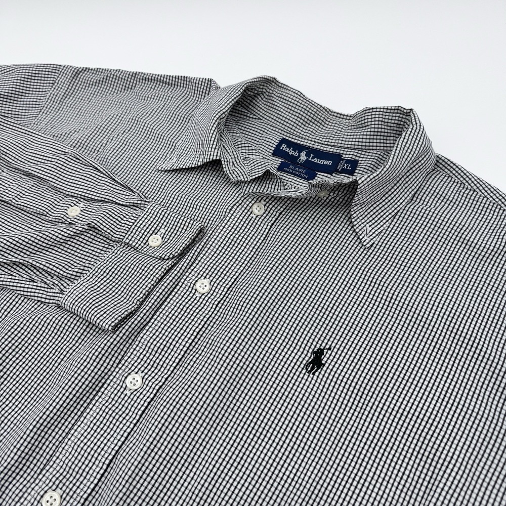 Ralph‎ Lauren Mens XL Black Check Blake Long Sleeve Button-Up Shirt